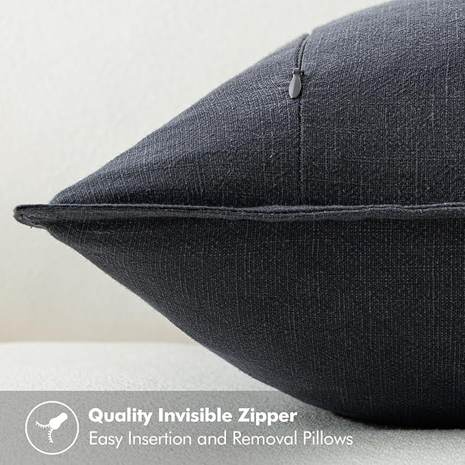 MIULEE Decorative Linen Pillow Covers 20x20 Inch Dark Gray Boho Farmhouse Neutral Couch Throw Pillows for Bed Pack of 2 Accent Modern Pillowcase Sofa Livingroom Home Decor