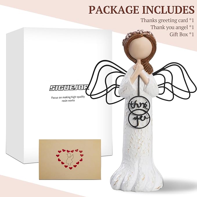 Thank You Angel Gifts for Women, Teachers, Coworkers - Perfect for Employee Appreciation, Thanksgiving, and Gratitude - Hand-Painted Sculpted Figure for Friends and Colleagues