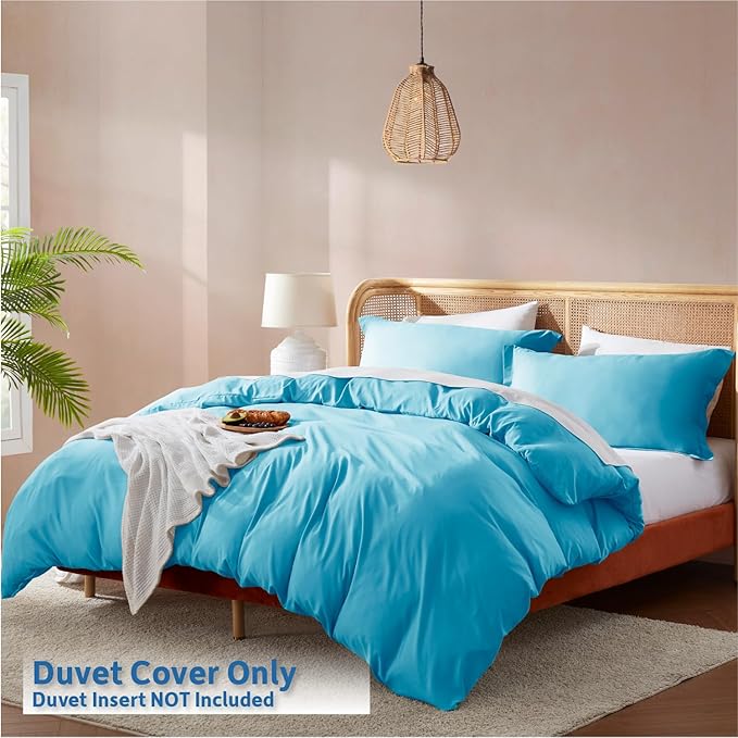 Nestl Twin Duvet Cover Set - Soft Double Brushed Bright Blue Duvet Cover Twin XL, 2 Piece Set with Button Closure, 1 Duvet Cover 68x90 inches and 1 Pillow Sham