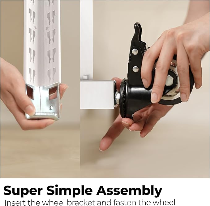 HOMEDANT House White 5-Tier Metal Boltless Rolling Cart Shelf Rack Casters Heavy Duty Wheel Shelving Unit Adjustable Storage Shelves Organizer Shelf Kitchen Garage 48.1" W x 18.5" D x 75.4" H 4Pack