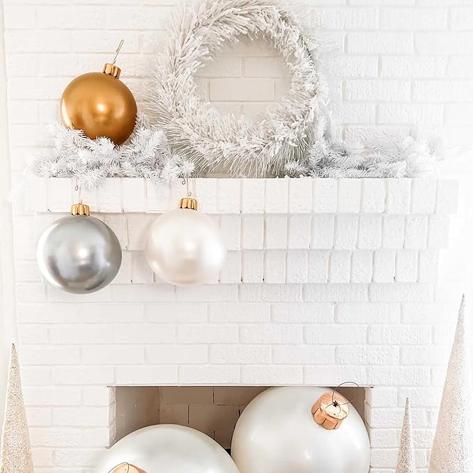 Inflatable Holiday Ornament – Ultimate Indoor/Outdoor Decoration – Reusable and Storage Friendly – for Weddings, Parties, Events, Team Colors – 8" Mini Trio Bundle Set – Metallic