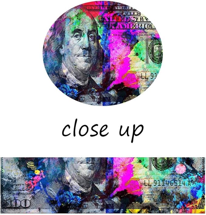 Motivational Canvas Office Art Print Large Size Wooden Framed 100 Bill Cash Benjamin Franklin Dollar Print HD Print Colorful Money Pop Artwork for Bathroom Kitchen Decor Ready to Hang-48 Wx24 H