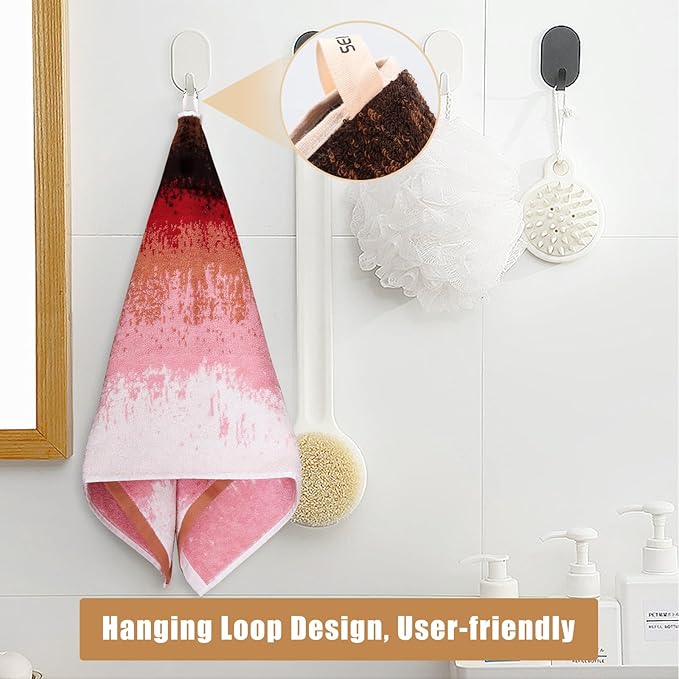 SEMAXE 12 Pack Hand Towels for Bathroom, 100% Cotton Towels with Hanging Loops, Soft & Highly Absorbent, Hand Towel Set for Gym, Shower, Hotel, Spa and Kitchen, Colorful Towel - Sunset Collection