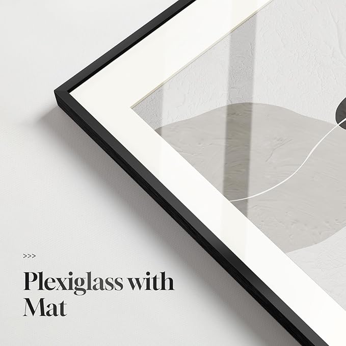 Framed Black and White Abstract Wall Art for Living Room, 5 Piece Modern Art Prints Paintings Artwork for Walls, Minimalist Pictures for Hallway Fireplace Dining Bedroom Office Bathroom Wall Decor