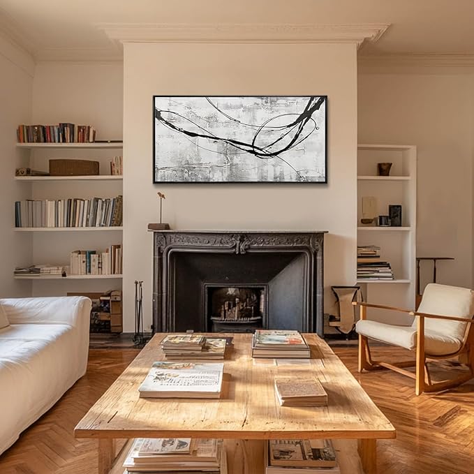 XIANSHOU Gray Home Wall Decor Art Frames for Wall Minimalist Wall Artwork 24"x48" Large Abstract Canvas Wall Art Kitchen Wall Pictures Office Poster