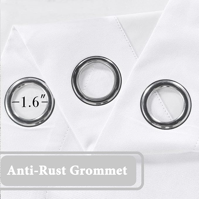 H.VERSAILTEX 100% Blackout Curtain for Bedroom 108 Inches Long Grommet Linen Face Full Light Blocking Curtain Drape for Living Room Thermal Insulated Linen Look Curtain 1 Panel, Pure White