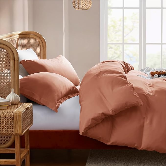 Nestl Rust Duvet Cover King Size - Soft Double Brushed King Duvet Cover Set, 3 Piece, with Button Closure, 1 Duvet Cover 104x90 inches and 2 Pillow Shams