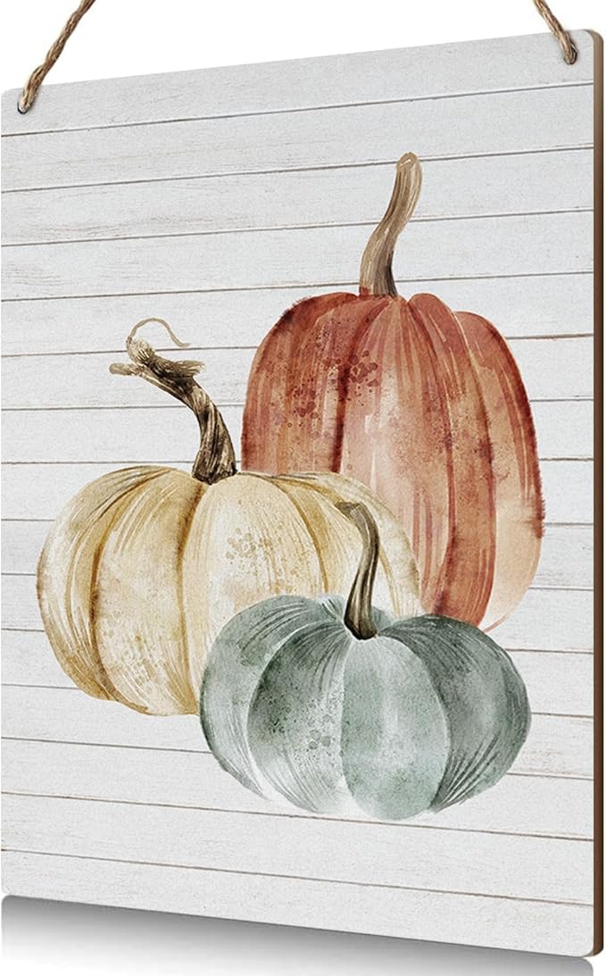 Pumpkin Sign Autumn Thanksgiving Fall Decor Rustic Wood Sign Wall Decor Funny Fall Quotes for Home Farmhouse Bedroom Bathroom Seasonal Harvest Decorative Wooden Wall Hanging Decor Plaque