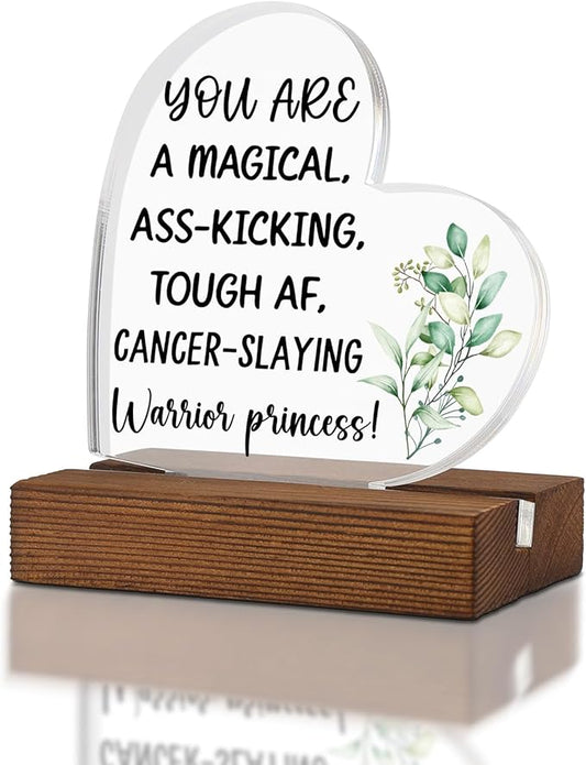 Gifts for Cancer Patients, Warrior Princess! riend Sister Tough Time Gift,Recovery Gifts for Her Him women,Surgery Get Well Gifts for Women,Home Office Decor Acrylic Sign Plaque XA320