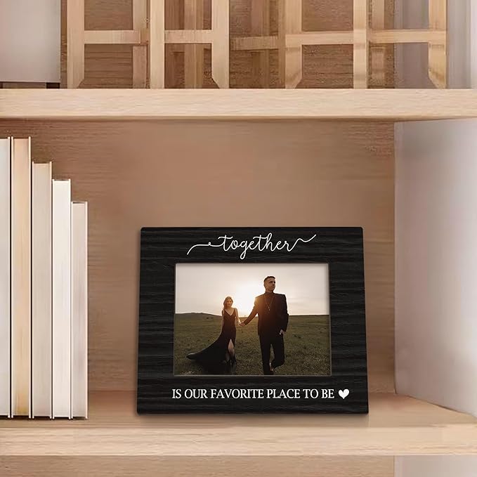 Couple Picture Frame 5x7, Couple Photo Frame, Christmas Birthday Couples Gifts for Him Her, Together is Our Favorite Place to Be Black Wooden Picture Photo Frames for Desk Home Room Decor