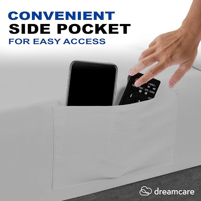 DREAMCARE Twin XL Sheet Set - Cooling Bed Sheets - 4pc Set - Up to 15" Deep Pocket Sheets - Soft & Long Lasting 100% Fine Brushed Polyester with Side Pocket - White