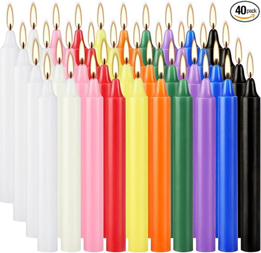 40 Pack Spell Chime Candles-4 Inch Multi-Colored Taper Candles Sticks-for Home Decor Kitchen Decor Wedding Decoration-10 Colours