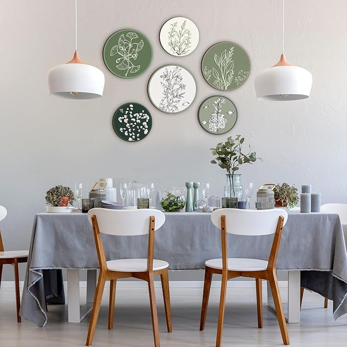 Barydat 6 Pieces Boho Plant Wall Art Decor Wooden Boho Farmhouse Rustic Bohemian Wall Hanging for Bedroom Living Room Office(Greenery,8 Inch, 10 Inch)