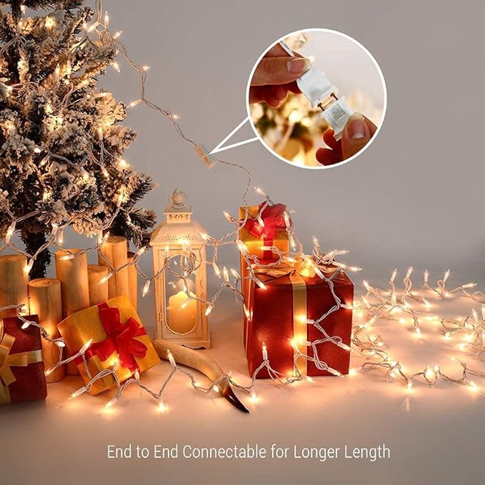 Brightown Christmas String Lights 2 Pack Clear Warm White Mini Lights Plug Powered Waterproof for Indoor and Outdoor Use, 25 Feet for Christmas Tree Party, Wedding Holiday Patio Xmas Decorations
