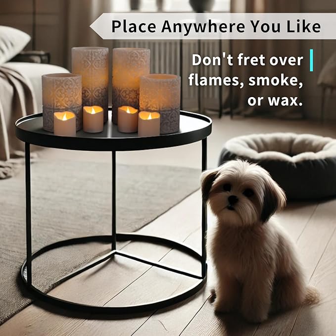 FURORA LIGHTING Grey Rome Real Wax LED Candles with Remote and Timer, 4 Pillar and 4 Votives Pack of 8, Flameless Flickering Candles for Home Décor, Battery Included