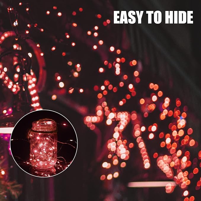 Brightown 12 Pack LED Fairy Lights, Waterproof, Red, 7 Feet, 20 LEDs, Battery Operated, Flexible Silver Wire, Safe, Energy Saving, Long-Lasting, Indoor and Outdoor Use
