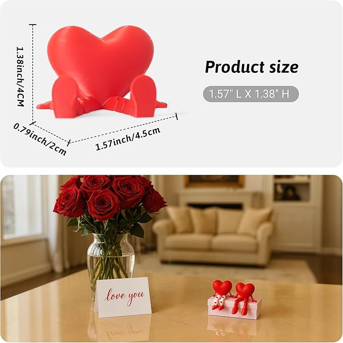 Heart Desk Figurine Set – Cute Love-Inspired Decor with Movable Legs & Hands – Perfect for Office, Home, or Gift for Lovers, Best Friends, and Special Occasions