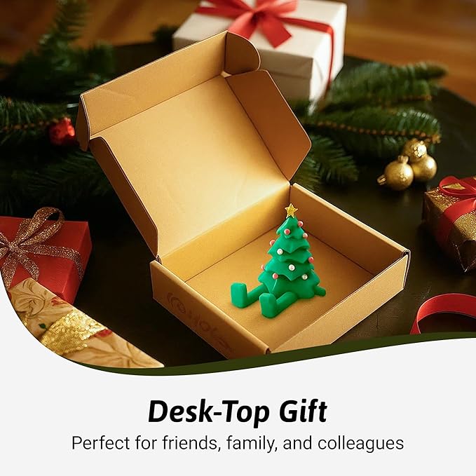 3D Printed Christmas Tree Desk Decor with Articulated Legs – Cute Holiday Desktop Figurine for Room & Office