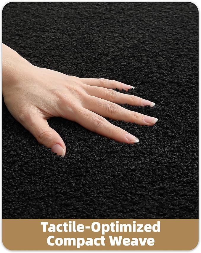 Color&Geometry Bathroom Runner Non Slip, 24"x43" Black Bath Runner Rug, Absorbent, Soft, Washable, Microfiber Bath Mat Bathroom Carpet