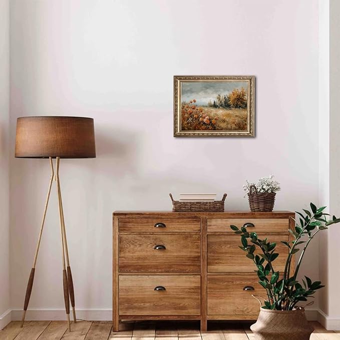 uniro Vintage Fall Landscape Wall Art Prints, Farmhouse Wall Decor Fall Wildflower Wall Painting Canvas Prints, Antique Autumn Nature Scenery Decor, Countryside Painting Picture Artwork for Bedroom Bathroom Kitchen decor ( 8" x 10"-UNFRAMED)