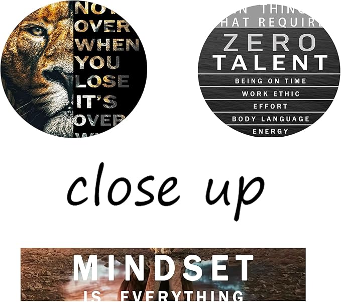Motivational Canvas Wall Art Lion Inspirational Quote Wall Decor Zero Talent Poster Animal Picture Print Painting Modern Inspiring 3 Panels Artwork for Living Room Office Home Decor [72''Wx 36''H]