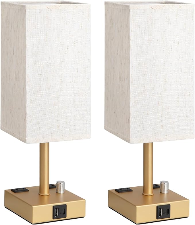 aooshine Gold Fully Dimmable Nightstand Lamps