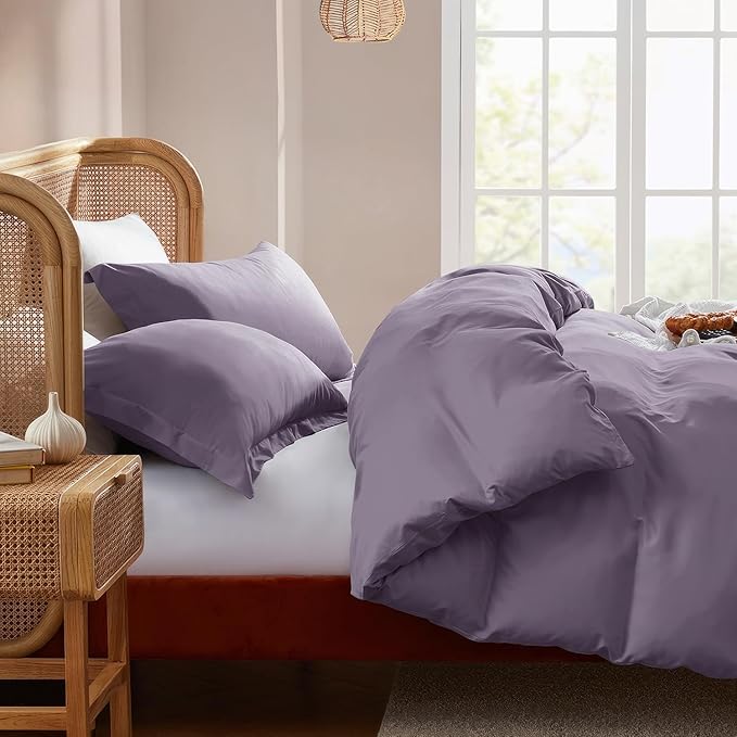 Nestl Twin Duvet Cover Set - Soft Double Brushed Grayish Purple Duvet Cover Twin/Twin XL, 2 Piece, with Button Closure, 1 Duvet Cover 68x90 inches and 1 Pillow Sham