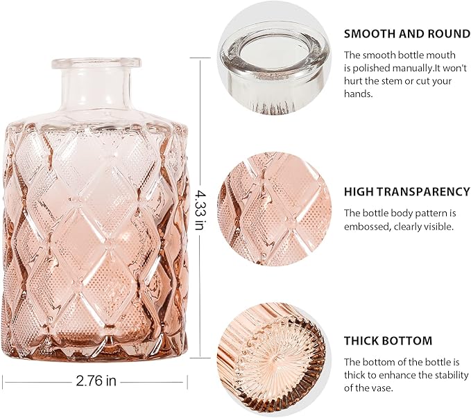 Arme Glass Bud Vase Set,30Pcs Small Glass Vase for Flowers, Clear Bud Vase in Bulk，Mini Single Vintage Vase for Centerpiece，Vases Bulk for Rustic Wedding Decor，Home Table Flower Décor(Amber)