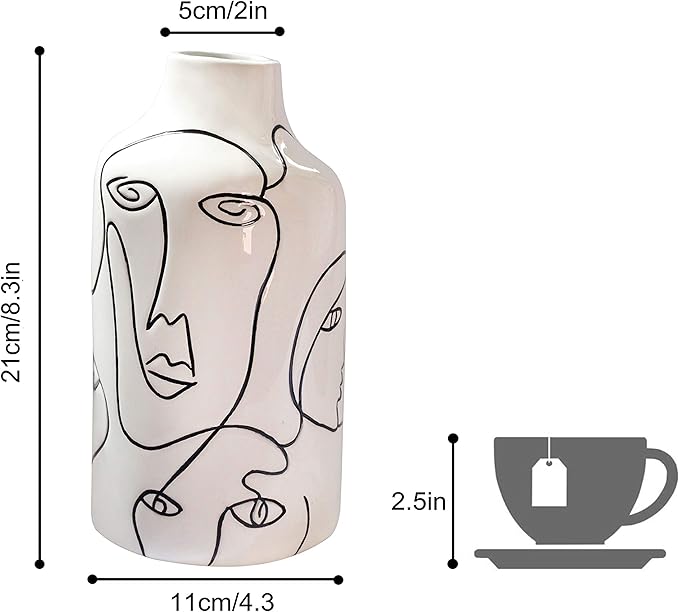 Kimdio Ceramic Vase for Home Decor, Abstract Irregular Design Flower Vase, Living Room Decor Minimalist Decorative Vases for Pampas Grass