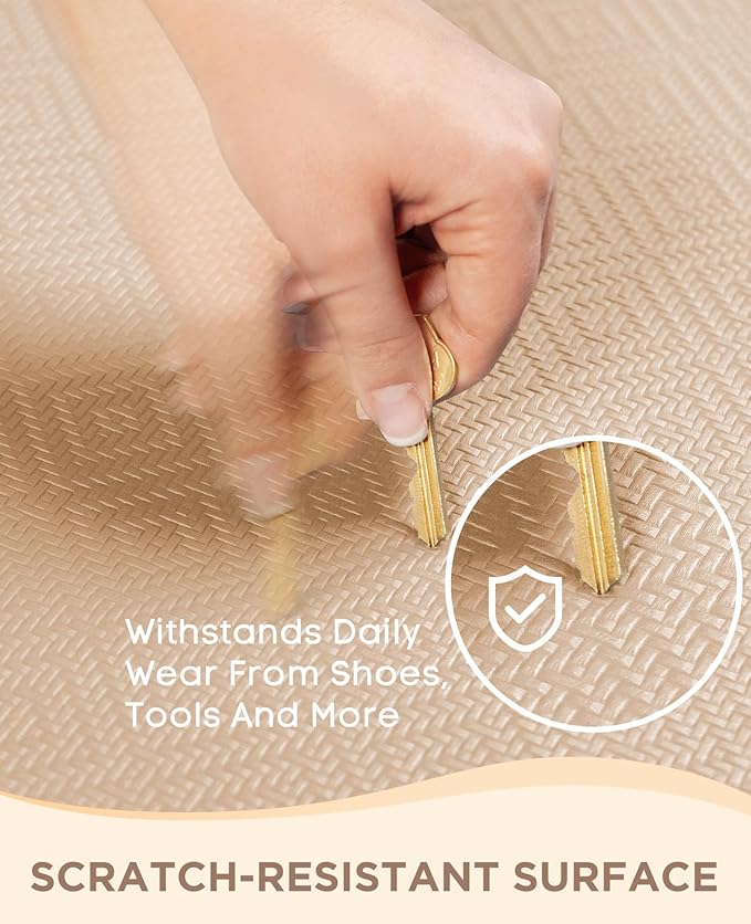 Ophanie Kitchen Mats for Floor, 3/4 Inch Thick Kitchen Rugs, 24x70 Anti Fatigue Standing Cushioned Mat, Waterproof,Comfort Ergonomic Mat for Office, Home, Sink, Beige Non-Slip Bottom