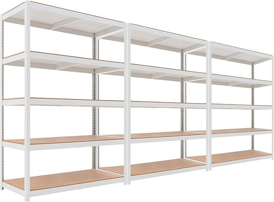 HOMEDANT House Lift-Beam White Boltless Heavy Duty Garage Storage Shelving Adjustable 5-Tier Metal Shelves Laminated Shelf Industrial Utility Rack Pantry 48.1" W x 24.4" D x 71.3" H 3Pack
