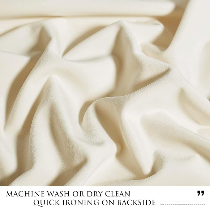 StangH 144 inches Extra Long Ivory Velvet Curtains - Luxury High Ceiling Window Covering Panels Light Dimming Energy Saving for Villa Elegant Home Decor Backdrops for Wedding, W52x L144, 2 Panels