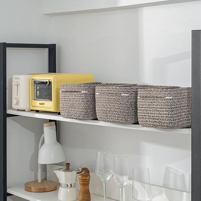 CubesLand Woven Basket for Organizing/Storage,Cube Shelf Closet Storage Baskets Bins,Long-lasting &Skin-friendly Toy Storage Basket,Stylish Room Decor Basket,Rope Basket,Mixed Brown Basket for Shelves
