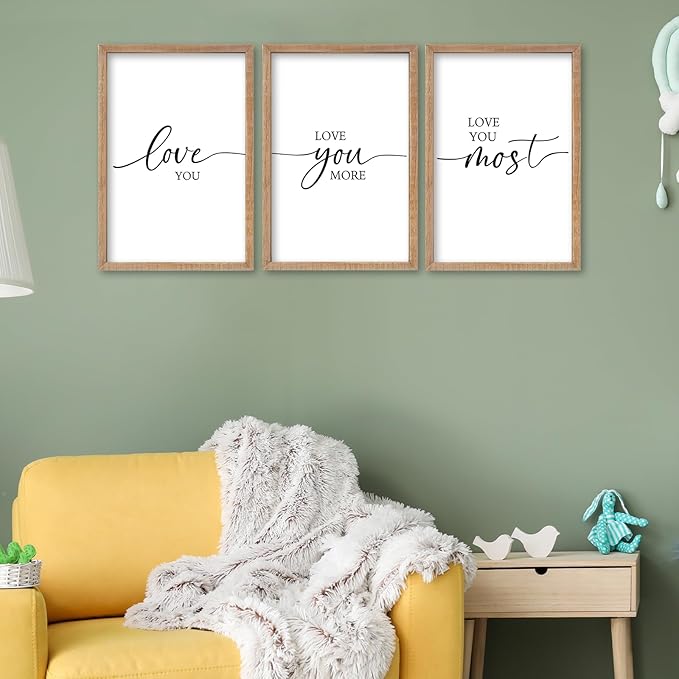 SRSZHIYUE I Love You More Most Wall Decor I'll Keep Choosing You Sign 16"×11" Set of 3 Framed Wood Above Over Bed for Master Bedroom Hanging Decoration (Wood)