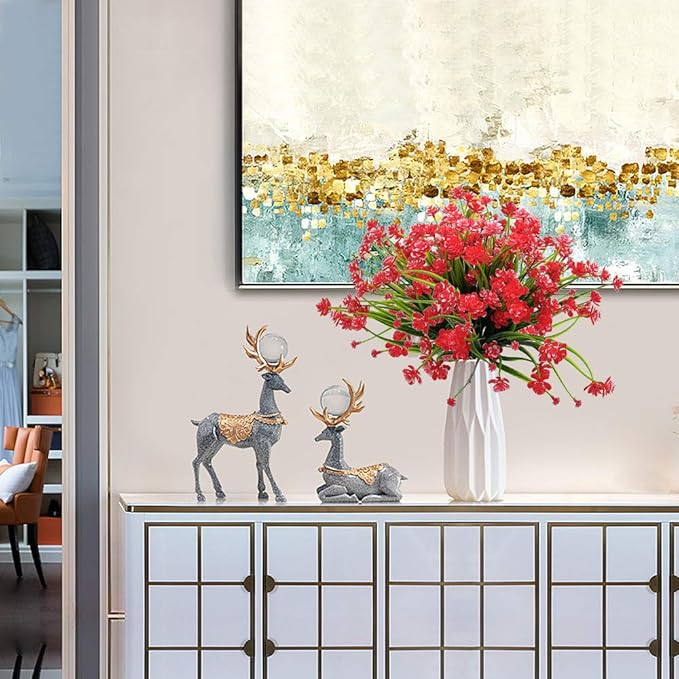 Artificial Flowers, 20 Bundles Outdoor Fake Flowers for Decoration UV Resistant Faux Plastic Plants Garden Porch Window Box Décor(Red)