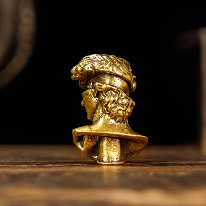 Binary David Peep into The Future Sculpture Retro Style Made of Solid 100% Brass Handcrafted Ideal for Home Decor Desk Ornaments Collectible Crafts Office Scene Setters & Artistic Decorations