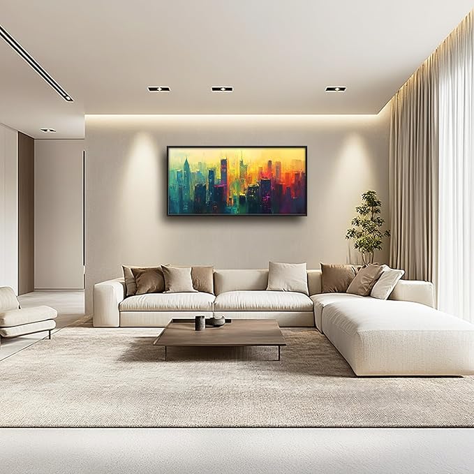 Framed Large Wall Art for Living Room, New York City Canvas Wall Decor, Large Cityscape Picture Framed Painting, Modern Artwork for Bedroom Office 60L'' × 30W''