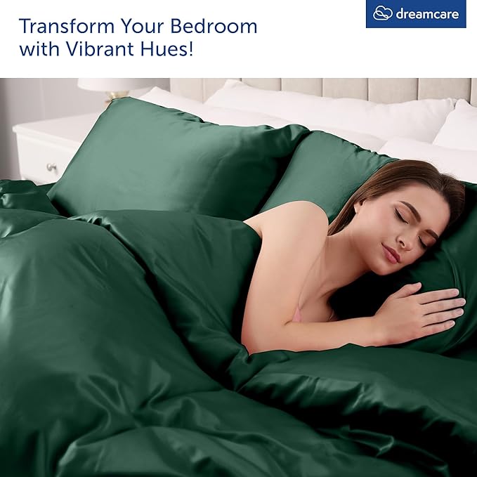 DREAMCARE Queen Sheet Set – 6 pcs Cooling Bed Sheets – up to 15” Deep Sheets Queen Size Bed Set – 2500 Supreme Collection – Extra Soft 100% Brushed Microfiber Hotel Luxury with Side Pocket – E Green