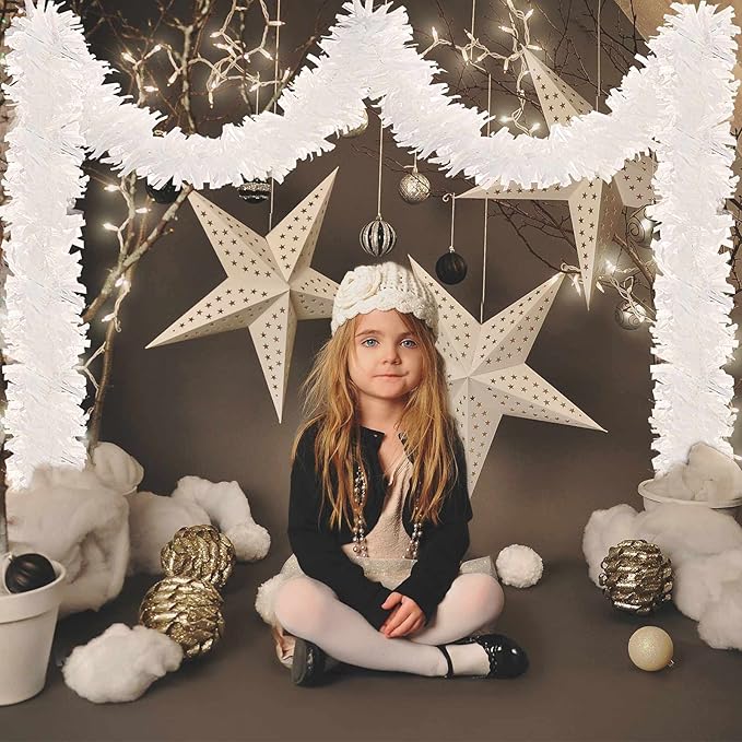 Dingion 59 Feet Christmas Tinsel Garland Metallic Twist Ornaments Hanging Glitter Xmas Garland for Christmas Tree Indoor Outdoor Decoration Party Supplies