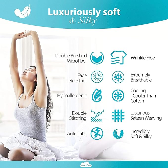 DREAMCARE Full Size Sheets Set - 6 Pcs Deep Pocket Cooling Bed Sheets - Soft, Long Lasting 100% Brushed Microfiber with Side Pocket (Beige, Full)