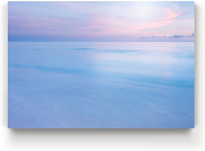 Renditions Gallery Canvas Nature Wall Hanging Art Pastel View of Blue Ocean and Sky Modern Artwork for Bedroom Living Room Kitchen Walls - 12"X18" LT08