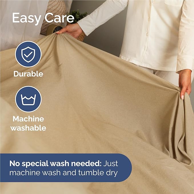 Full Size 4 Piece Sheet Set - Comfy Breathable & Cooling Bed Sheets Set - Hotel Luxury Bedding for Women, Men, Kids, Teens, Boys & Girls - Deep Pockets, Soft & Wrinkle Free - Tan (Heathered Sheets)