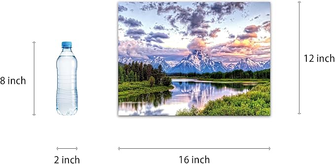 SKASNFAI Grand Teton Wall Art Mountain Art Pictures Wall Decor National Park Canvas Painting Contemporary Landscape Poster Framed for Bedroom Home (12x16 inch)