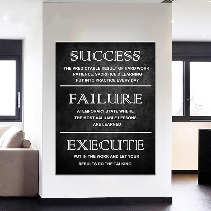 Success Quote Inspirational Wall Art Inspiring Canvas Poster Print Inspiring Motivational Picture Framed Artwork Picture for Office Workplace Living Room Wall Decoration Ready to Hang [30''W x 40''H]