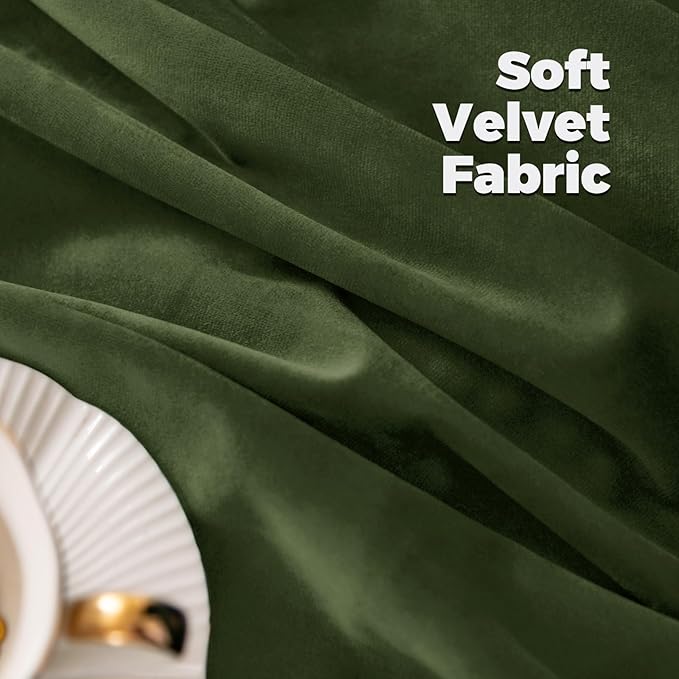 BGment Dark Green Velvet Curtains 108 Inches for Bedroom, Luxury Soft Thermal Insulated Blackout Curtains Room Darkening Drapes with Back Tab Rod Pocket for Living Room, Set of 2 Panels, 52 x 108 Inch