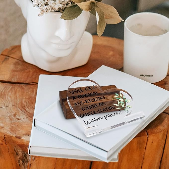 Gifts for Cancer Patients, Warrior Princess! riend Sister Tough Time Gift,Recovery Gifts for Her Him women,Surgery Get Well Gifts for Women,Home Office Decor Acrylic Sign Plaque XA320