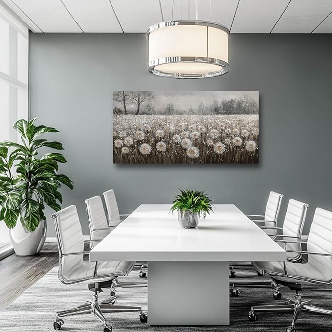 Dandelion Wall Art White Flowers Pictures Cuadros Decorativos Para Dormitorio Canvas Wall Decor Floral Room Decor for Bedroom Girls Room 24"x48"