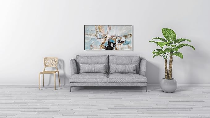 Yihui Arts Abstract Canvas Wall Art, Hand Painting Modern Oil Painting with Gold Foil for Living Room Bedroom Office Decor