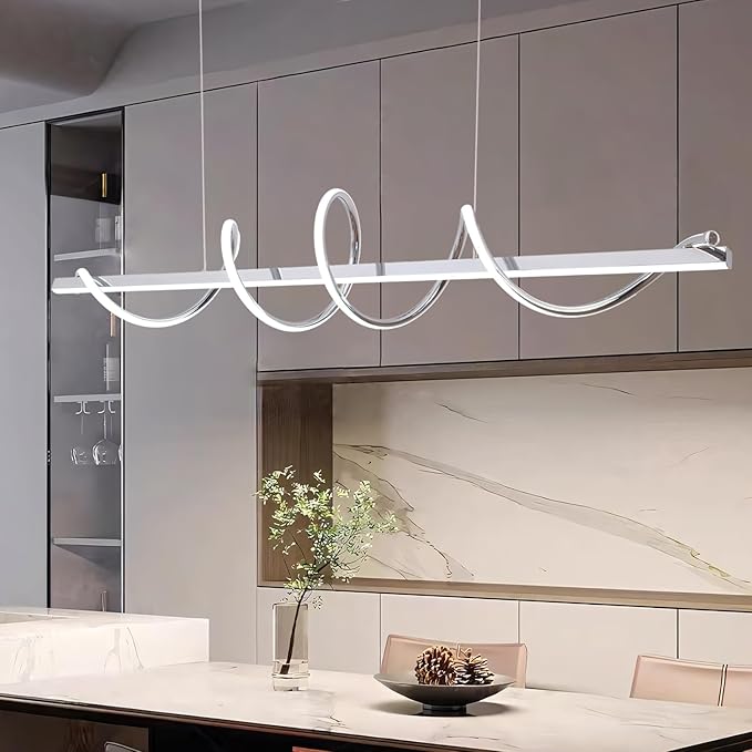 47.24" Modern Chandelier Led Pendant Light for Kitchen Island Lighting Dimmable Modern Led Chandelier for Dining Room Over Table,Creative Snake-Shaped Twist Design Kitchen Ceiling Hanging