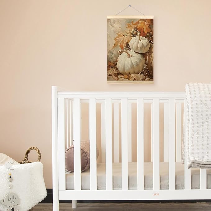 TLESKE Rustic Fall Pumpkins Poster Hanger Frame, Vintage Aesthetic Farmhouse Autumn Hanging Wall Art Room Decor for Living Room Bedroom Kitchen, Thanksgiving Wall Prints Pictures Artwork, 12x16